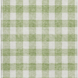 HomeRoots 8' X 10' Artichoke Green Plaid Washable Area Rug with UV Protection – Durable & Stylish for Homes 673343