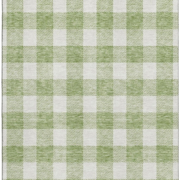 HomeRoots 8' X 10' Artichoke Green Plaid Washable Area Rug with UV Protection – Durable & Stylish for Homes 673343