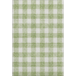 HomeRoots 9' X 12' Artichoke Green & Ivory Plaid Washable Area Rug – Durable, Stylish, UV-Protected Design! 673344