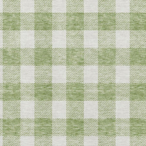 HomeRoots 9' X 12' Artichoke Green & Ivory Plaid Washable Area Rug – Durable, Stylish, UV-Protected Design! 673344