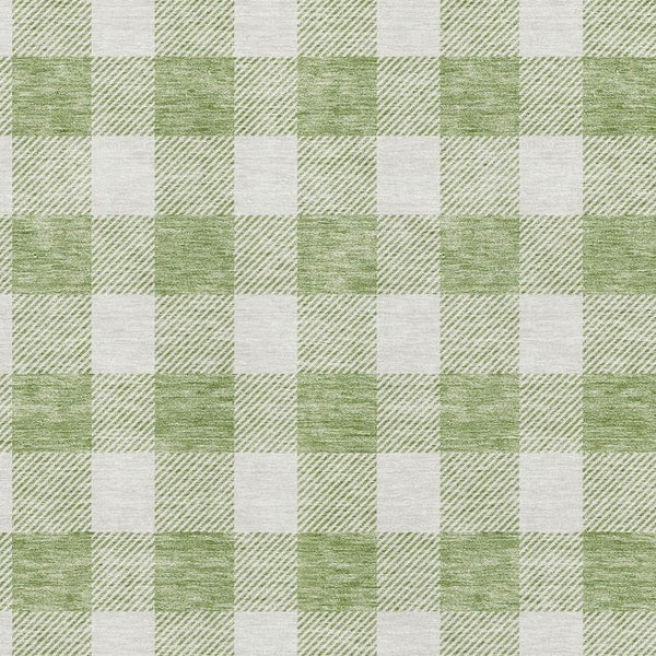 HomeRoots 9' X 12' Artichoke Green & Ivory Plaid Washable Area Rug – Durable, Stylish, UV-Protected Design! 673344