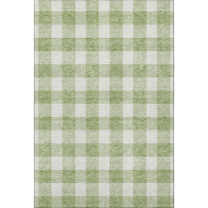 HomeRoots 9' X 12' Artichoke Green & Ivory Plaid Washable Area Rug – Durable, Stylish, UV-Protected Design! 673344