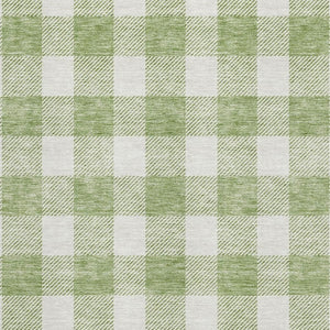 HomeRoots 10' X 14' Artichoke Green Plaid Area Rug - Durable, Washable with UV Protection for Stylish Homes 673345