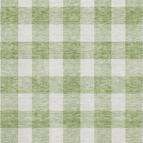 HomeRoots 10' X 14' Artichoke Green Plaid Area Rug - Durable, Washable with UV Protection for Stylish Homes 673345