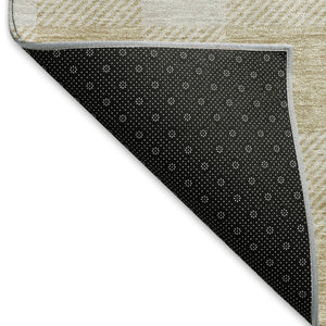 HomeRoots 8' X 10' Beige and Ivory Plaid Washable Area Rug – Durable, Stylish, UV-Protected for Busy Homes 673349