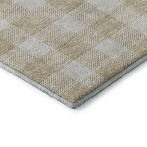 HomeRoots 8' X 10' Beige and Ivory Plaid Washable Area Rug – Durable, Stylish, UV-Protected for Busy Homes 673349