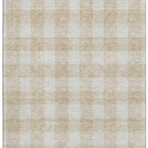 HomeRoots 8' X 10' Beige and Ivory Plaid Washable Area Rug – Durable, Stylish, UV-Protected for Busy Homes 673349