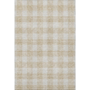 HomeRoots 8' X 10' Beige and Ivory Plaid Washable Area Rug – Durable, Stylish, UV-Protected for Busy Homes 673349