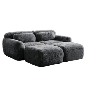 English Elm 80''soft Plush Modular Sectional Sofa with Chaise Deep Seat High Density Foam Living Room Dark Grey W714S01548