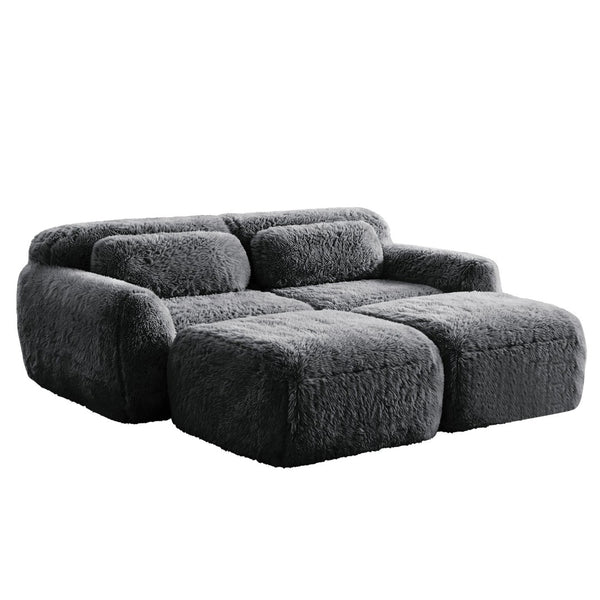 English Elm 80''soft Plush Modular Sectional Sofa with Chaise Deep Seat High Density Foam Living Room Dark Grey W714S01548