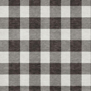 HomeRoots 5' X 8' Black and Ivory Plaid Washable Area Rug with UV Protection – Perfect for Homes with Kids & Pets! 673353