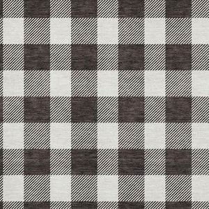 HomeRoots 8' X 10' Black And Ivory Plaid Washable Area Rug - Stylish, Durable, UV Protected for High-Traffic Spaces 673355