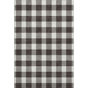 HomeRoots 9' X 12' Black And Ivory Plaid Washable Area Rug – Stylish, Durable, Stain-Resistant, UV-Protected Design 673356