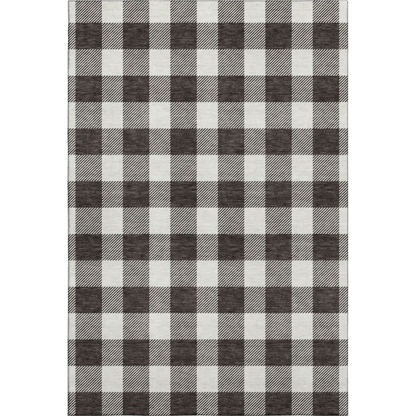 HomeRoots 9' X 12' Black And Ivory Plaid Washable Area Rug – Stylish, Durable, Stain-Resistant, UV-Protected Design 673356