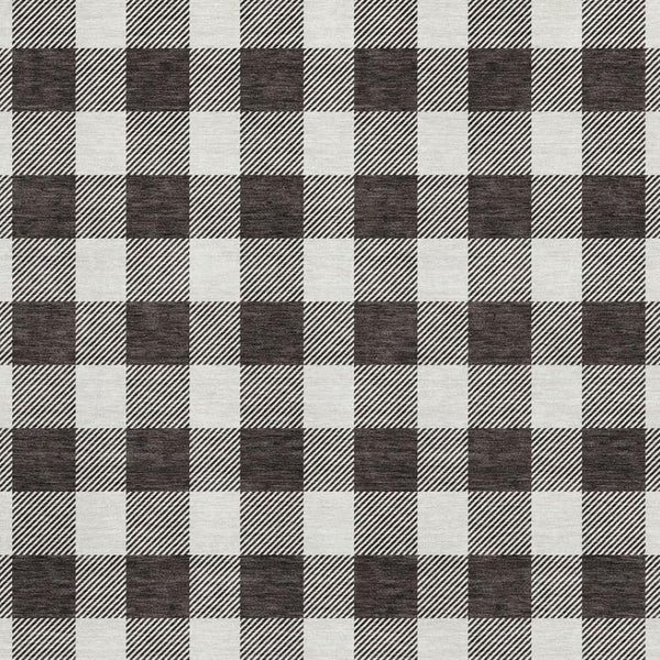 HomeRoots 9' X 12' Black And Ivory Plaid Washable Area Rug – Stylish, Durable, Stain-Resistant, UV-Protected Design 673356