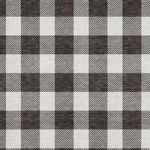 HomeRoots 10' X 14' Black And Ivory Plaid Washable Area Rug with Stain Resistance and UV Protection for Homes 673357
