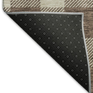 HomeRoots 5' X 8' Brown And Beige Plaid Area Rug - Washable, Durable, UV-Protected for Busy Homes & Kids 673359