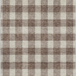 HomeRoots 5' X 8' Brown And Beige Plaid Area Rug - Washable, Durable, UV-Protected for Busy Homes & Kids 673359