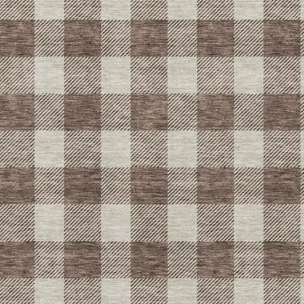 HomeRoots 9' X 12' Brown and Beige Plaid Washable Area Rug - Durable, Stain-Resistant, UV Protected for Family Spaces 673362