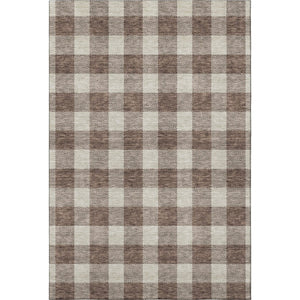HomeRoots 9' X 12' Brown and Beige Plaid Washable Area Rug - Durable, Stain-Resistant, UV Protected for Family Spaces 673362