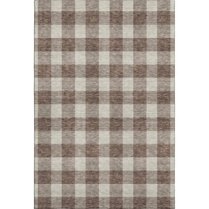 HomeRoots 10' Brown and Beige Plaid Washable Area Rug – UV Protected, Durable, Stain-Resistant for Homes 673363