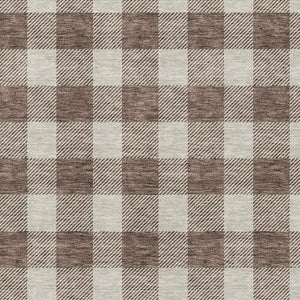 HomeRoots 10' Brown and Beige Plaid Washable Area Rug – UV Protected, Durable, Stain-Resistant for Homes 673363