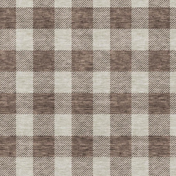 HomeRoots 10' Brown and Beige Plaid Washable Area Rug – UV Protected, Durable, Stain-Resistant for Homes 673363