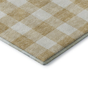 HomeRoots 5' X 8' Gold and Ivory Plaid Washable Area Rug with UV Protection - Durable, Stylish, Easy-Care Solution 673365