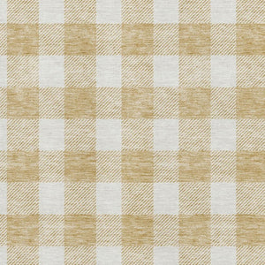 HomeRoots 5' X 8' Gold and Ivory Plaid Washable Area Rug with UV Protection - Durable, Stylish, Easy-Care Solution 673365