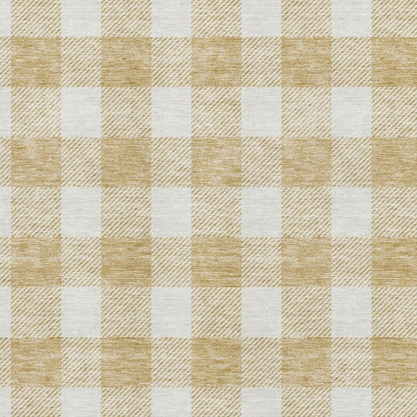 HomeRoots 5' X 8' Gold and Ivory Plaid Washable Area Rug with UV Protection - Durable, Stylish, Easy-Care Solution 673365