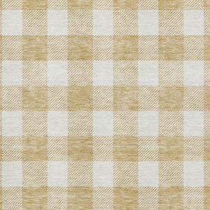 HomeRoots 9' X 12' Gold and Ivory Plaid Area Rug – Stain-Resistant, UV-Protected, Perfect for Busy Homes! 673368