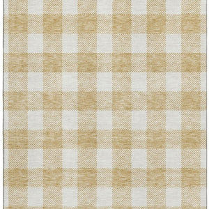 HomeRoots 9' X 12' Gold and Ivory Plaid Area Rug – Stain-Resistant, UV-Protected, Perfect for Busy Homes! 673368