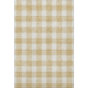 HomeRoots 10' Gold and Ivory Plaid Washable Area Rug with UV Protection – Stylish, Stain-Resistant Comfort! 673369