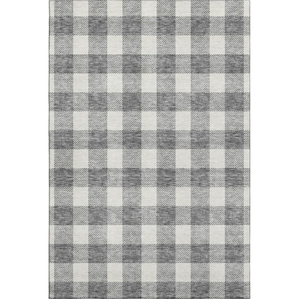 HomeRoots 5' X 8' Gray And Ivory Plaid Washable Area Rug - Soft, Durable, UV Protected, Stain Resistant Design 673371