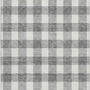 HomeRoots 5' X 8' Gray And Ivory Plaid Washable Area Rug - Soft, Durable, UV Protected, Stain Resistant Design 673371