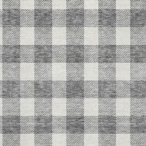 HomeRoots 8' X 10' Gray and Ivory Plaid Washable Area Rug - Durable, UV-Protected, Perfect for Family Homes! 673373