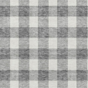 HomeRoots 9' X 12' Gray and Ivory Plaid Area Rug - Washable, Stain-Resistant, UV-Protected for Active Homes! 673374