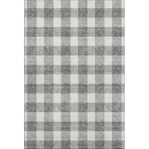 HomeRoots 10' X 14' Gray And Ivory Plaid Area Rug - Washable, UV-Protected, Durable Design for Busy Homes 673375