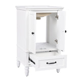 English Elm 20" Bathroom Vanity With Sink, Bathroom Cabinet With Two Doors, Magnetic Door Stopper and Adiustable Foot Pads, A Drawer, White