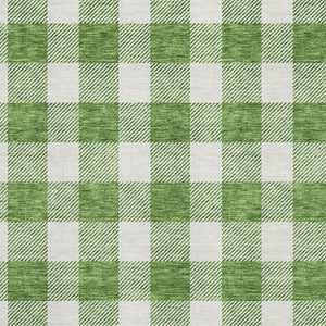 HomeRoots 5' X 8' Green and Ivory Plaid Washable Area Rug - Durable, Stain-Resistant, UV Protected for Home Elegance 673377