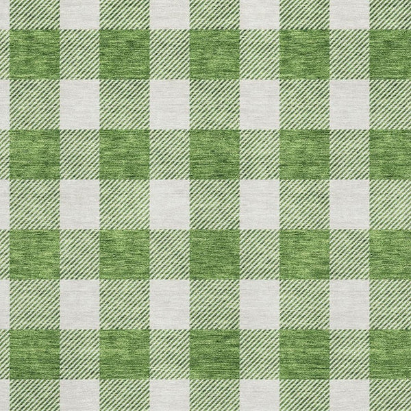HomeRoots 5' X 8' Green and Ivory Plaid Washable Area Rug - Durable, Stain-Resistant, UV Protected for Home Elegance 673377