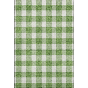 HomeRoots 9' X 12' Green and Ivory Plaid Washable Area Rug – Durable, UV Protected, Perfect for High-Traffic Spaces 673380