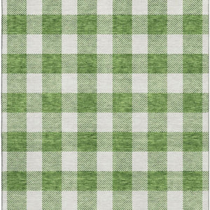 HomeRoots 9' X 12' Green and Ivory Plaid Washable Area Rug – Durable, UV Protected, Perfect for High-Traffic Spaces 673380