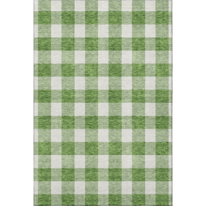 HomeRoots 10' X 14' Green And Ivory Plaid Washable Area Rug - Durable Design with UV Protection for Easy Care! 673381