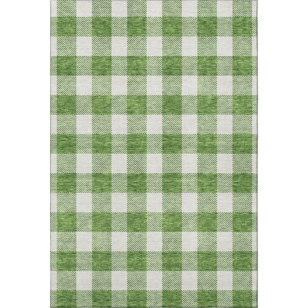 HomeRoots 10' X 14' Green And Ivory Plaid Washable Area Rug - Durable Design with UV Protection for Easy Care! 673381
