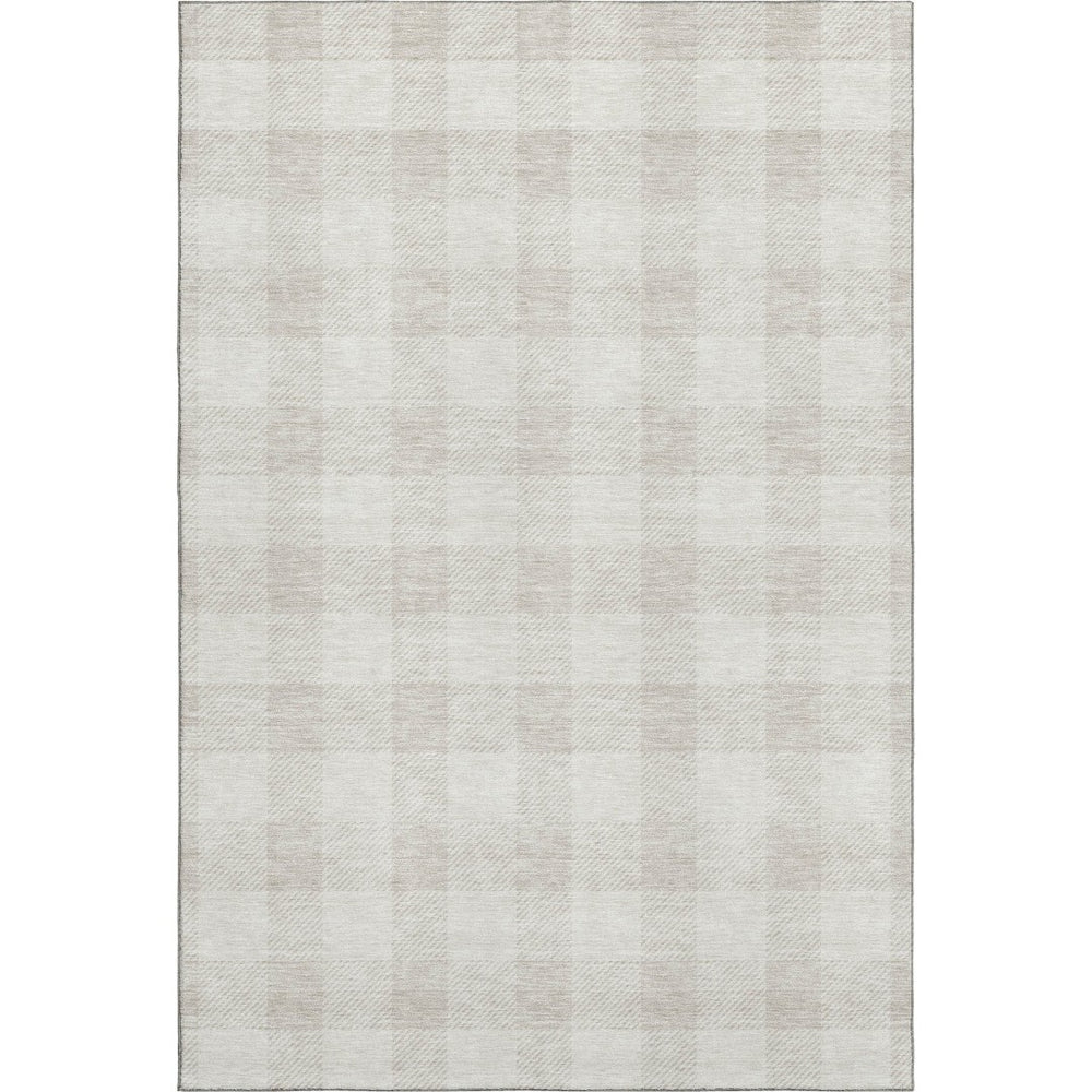 HomeRoots 5' X 8' Ivory and Beige Plaid Washable Area Rug - Durable, Stain-Resistant, UV-Protected Elegance 673383