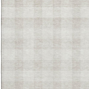 HomeRoots 5' X 8' Ivory and Beige Plaid Washable Area Rug - Durable, Stain-Resistant, UV-Protected Elegance 673383