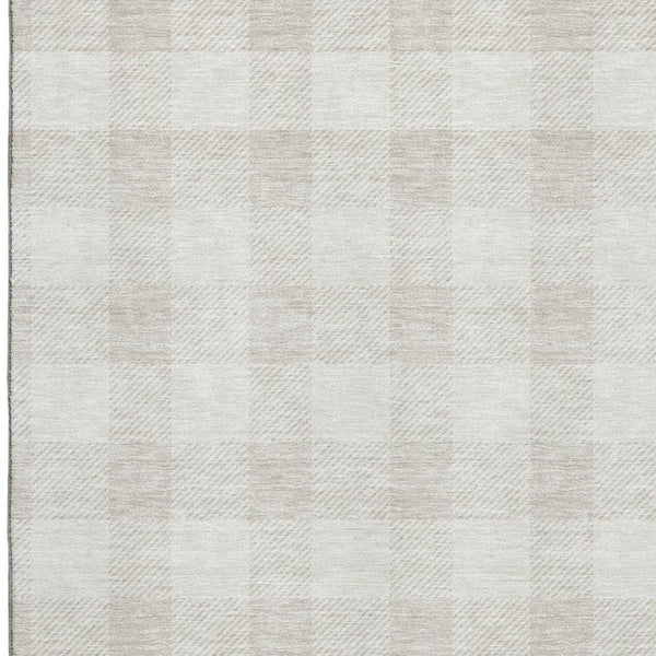 HomeRoots 5' X 8' Ivory and Beige Plaid Washable Area Rug - Durable, Stain-Resistant, UV-Protected Elegance 673383