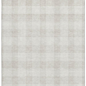 HomeRoots 8' X 10' Ivory and Beige Plaid Washable Area Rug - Durable, Stain Resistant, UV Protected for Homes 673385