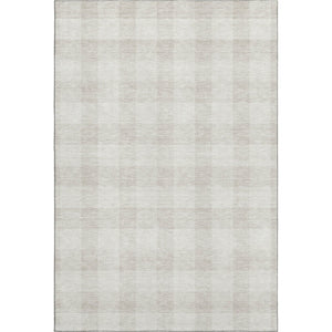 HomeRoots 9' X 12' Classic Ivory and Beige Plaid Washable Area Rug with UV Protection for Busy Homes 673386